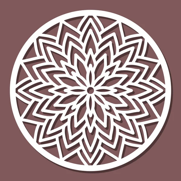 Vector Stencil lacy ronde sieraad Mandala met gebeeldhouwde opengewerkte — Stockvector