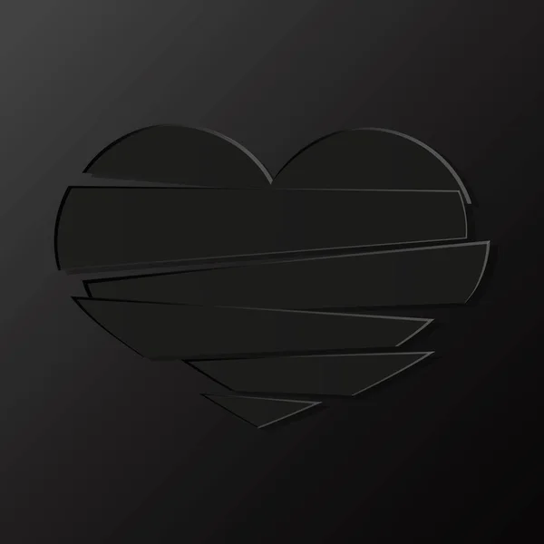 Black Stripes knuste hjertet på sort baggrund. Kan bruges som – Stock-vektor