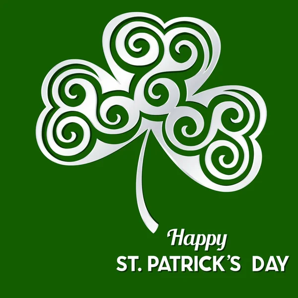 St Patrick's Day Vector background with white cut out paper orna — Stock Vector