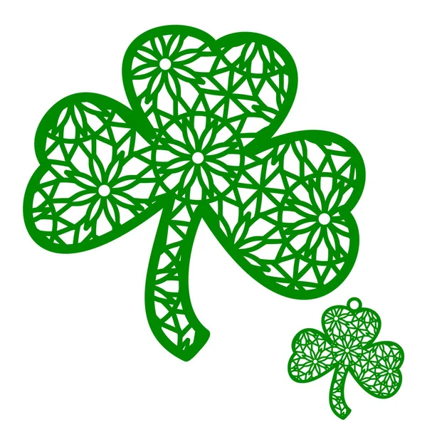 Vector de corte por láser elemento ornamental Shamrock. Clavo de calado — Archivo Imágenes Vectoriales