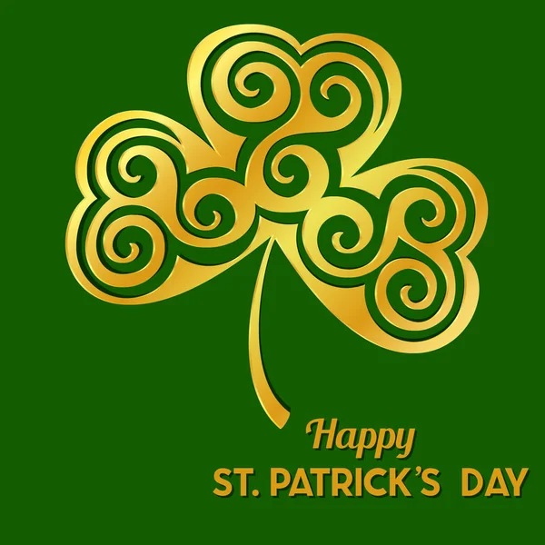 St Patrick's Day Vector bakgrund med gyllene utskuren folie orna — Stock vektor