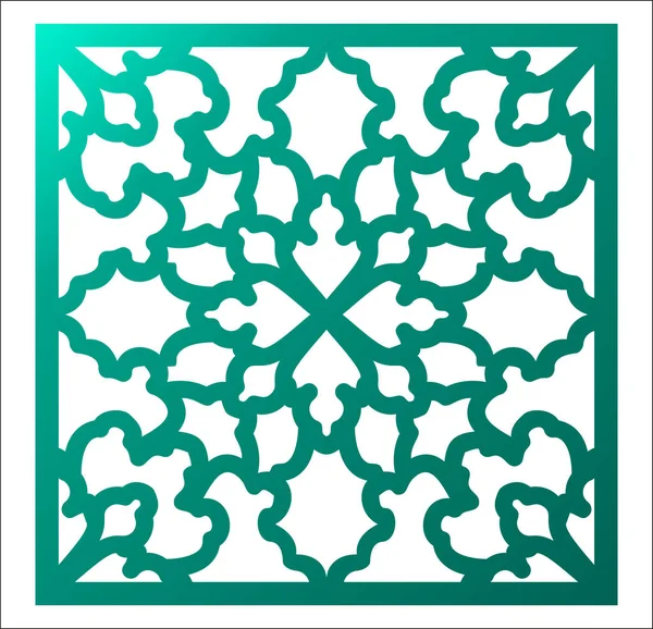 Panneau carré de découpe laser. Motif floral ajouré avec mandala — Image vectorielle