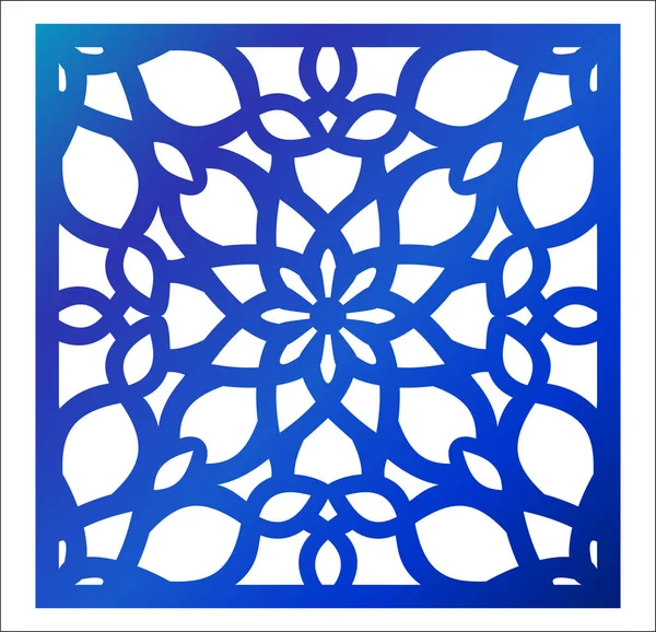 Panneau carré de découpe laser. Modèle floral ajourée avec mandala — Image vectorielle