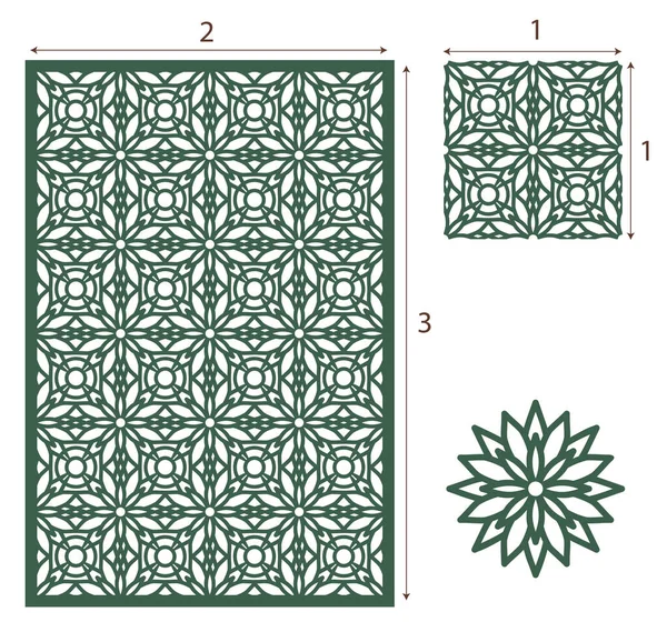 Panel de corte láser vectorial, el patrón de diseño oriental sin costuras para — Vector de stock