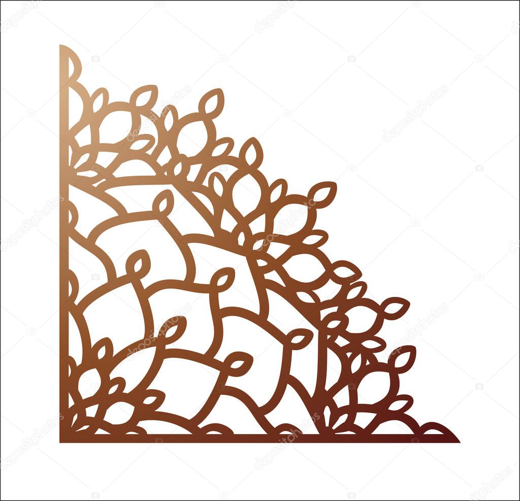 Laser cutting corner. Vector template for paper cutting, metal a