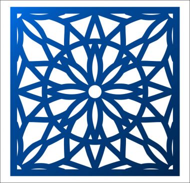 Lazer kesme kare paneli. Mandala çiçek deseni Ajur