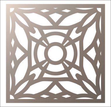 Lazer kesme kare paneli. Mandala çiçek deseni Ajur