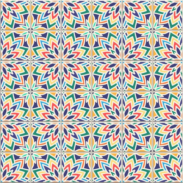 Coloful Vector seamless pattern, based on traditional wall and f — Stock Vector