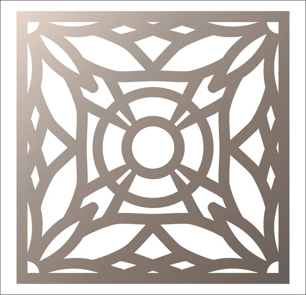 Panel cuadrado de corte por láser. Patrón floral calado con mandala — Vector de stock
