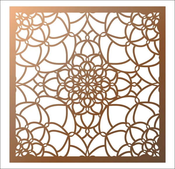Λέιζερ κοπής τετράγωνο πάνελ. Διάτρητο λουλουδάτο μοτίβο με μάνταλα — Διανυσματικό Αρχείο