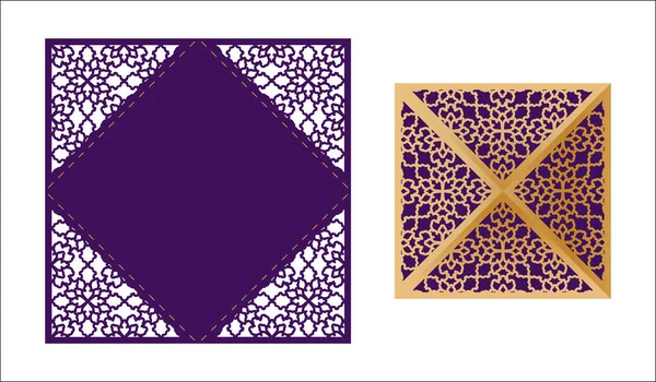 Șablon vectorial ornamental cu dantelă tăiat cu laser. Greet de lux — Vector de stoc