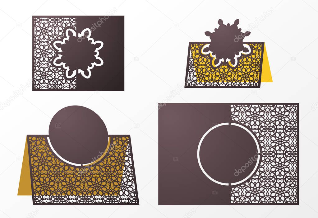 Laser cut ornamental vector template. Freestanding table Number,