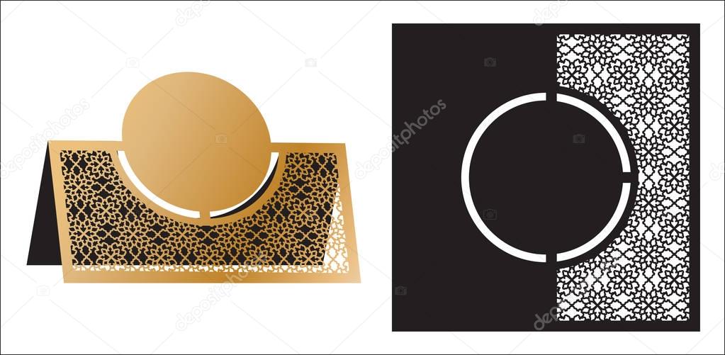 Laser cut ornamental vector template. Freestanding table Number,