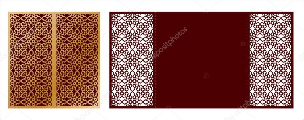 Laser cut ornamental vector template. Luxury Greeting card, enve