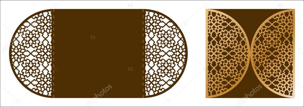 Laser cut ornamental vector template. Luxury Greeting card, enve
