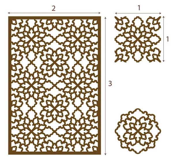 Panel de corte láser vectorial, el patrón de diseño oriental sin costuras para — Vector de stock