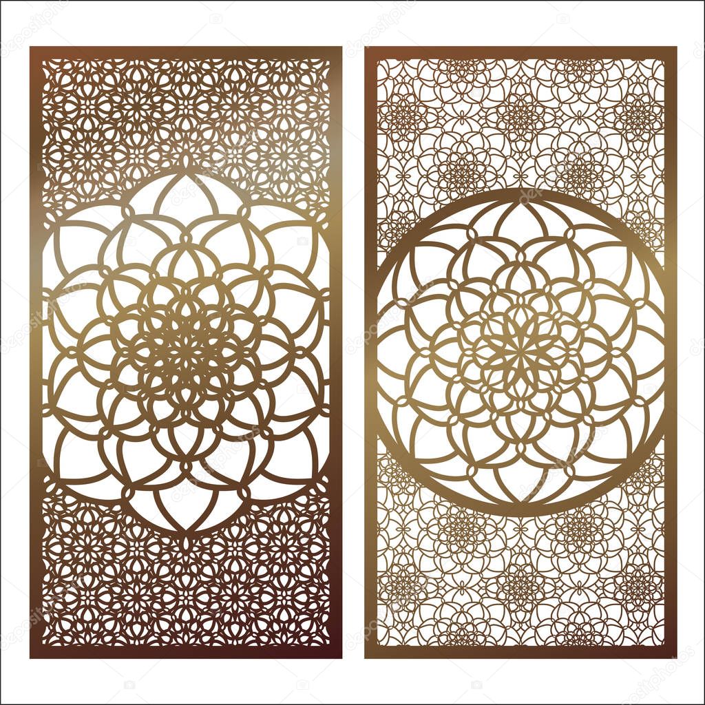 Set of Vector Laser cut panel. Pattern template for decorative p