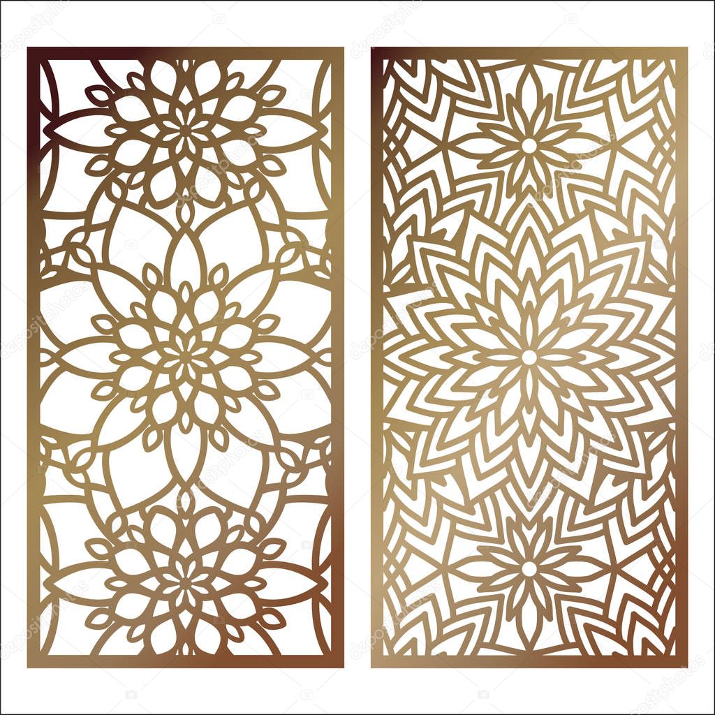 Set of Vector Laser cut panel. Pattern template for decorative p