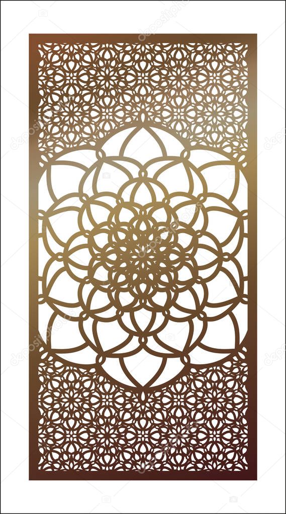 Vector Laser cut panel. Pattern template for decorative panel. W