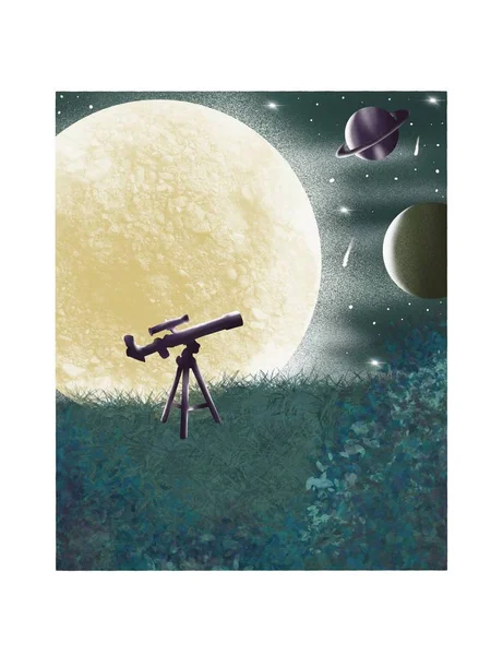 Natthimlen Och Månen Astronomi — Stockfoto