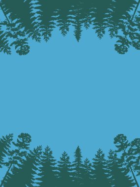 Mavi arka plan ve yeşil orman 