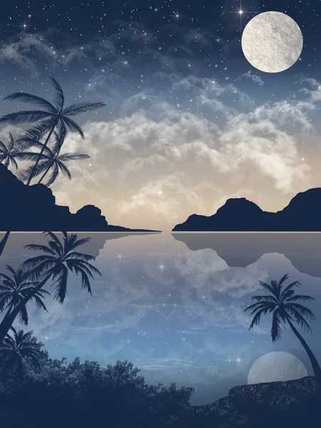 海の上の月と夜空 — ストック写真