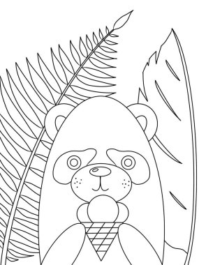 Ormanda dondurmalı panda. Boyama kitabı 