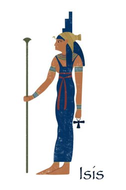 Mısır tanrısı Isis. Eski Mısır. Kart 