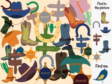 Resimde bul. Aradaki farkı bul. Mantıklı bir oyun. Vahşi Batı 