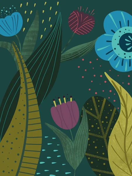Hintergrund Mit Blumen Wald Natur Blätter — Stockfoto