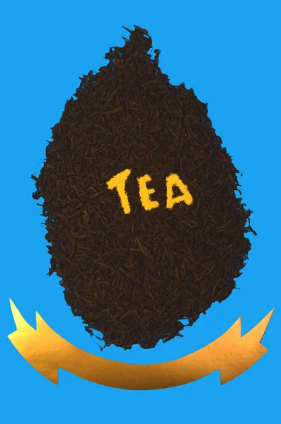 Photo See Island Ceylon Depicted Dry Tea Leaves Blue Background — 스톡 사진