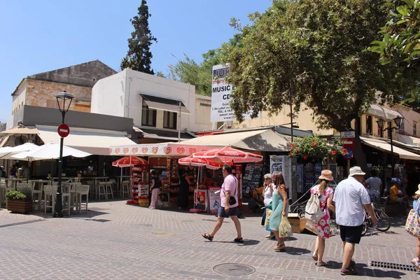 Chânia Ilha Crete Grécia Julho 2016 Uma Vista Intersecção Rua — Fotografia de Stock