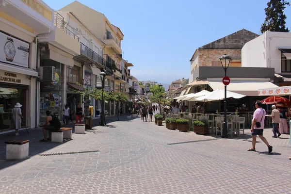 Chania Crete Island Greece July 2016 View Intersection Tsouderon Street — стокове фото