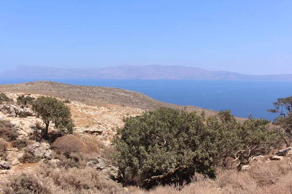 Mittelmeerblick Mit Dem Rauen Gelände Des Balos Lagunenweges Nordwesten Der — Stockfoto