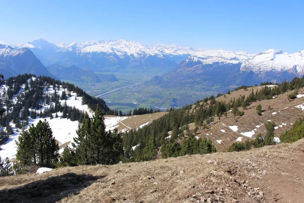 Luchtfoto Van Liechtenstein Bovenvallei Van Rijn Genomen Vanaf Alpspitz Piek — Stockfoto