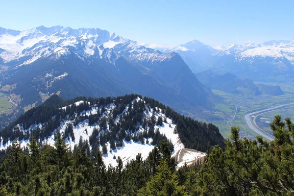 Vue Aérienne Liechtenstein Vallée Rhin Supérieur Prise Depuis Pic Alpspitz — Photo