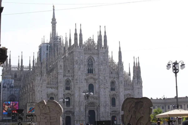 Milaan Italië April 2017 Zicht Beroemde Kathedraal Van Milaan Duomo — Stockfoto
