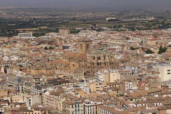 Vista Aérea Cidade Albaicin Retirada Torre Vigia Torre Vela Histórico — Fotografia de Stock