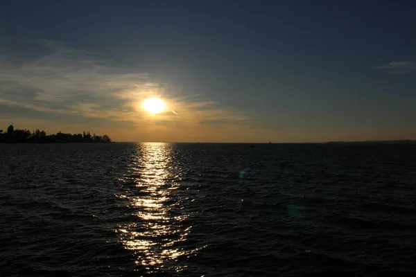 Pôr Sol Lago Constança Bodensee Bregenz Vorarlberg Áustria — Fotografia de Stock