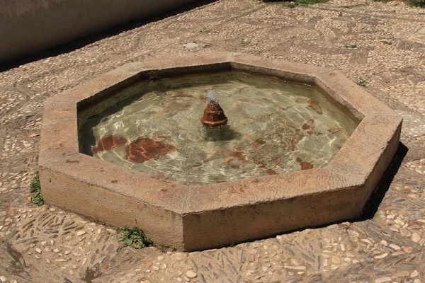 Une Fontaine Historique Cour Des Sultanas Cyprès Patio Sultana Dans — Photo