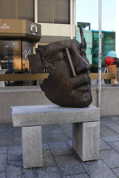 Vaduz Liechtenstein November 2017 Face Sculpture African King Made Bronze — 스톡 사진