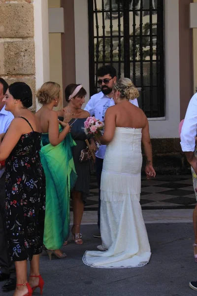 Cadiz Andalusia Spain August 2017 Guests Ready Local Wedding Ceremony — Stock Photo, Image