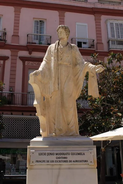 Cadiz Andalusia Spagna Agosto 2017 Statua Lucio Giunio Moderato Columella — Foto Stock