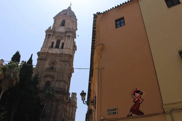 Malaga Andalusie Španělsko Srpna 2017 Pohled Slavnou Malagskou Katedrálu — Stock fotografie