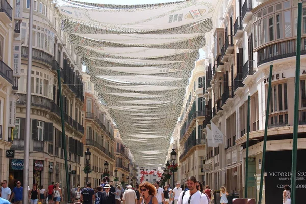 Malaga Andaluzja Hiszpania Sierpnia 2017 Calle Marques Larios Główna Ulica — Zdjęcie stockowe