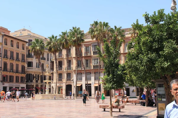 Malaga Andalusia Spain July 2017 View Main Square Plaza Constitucion — стокове фото