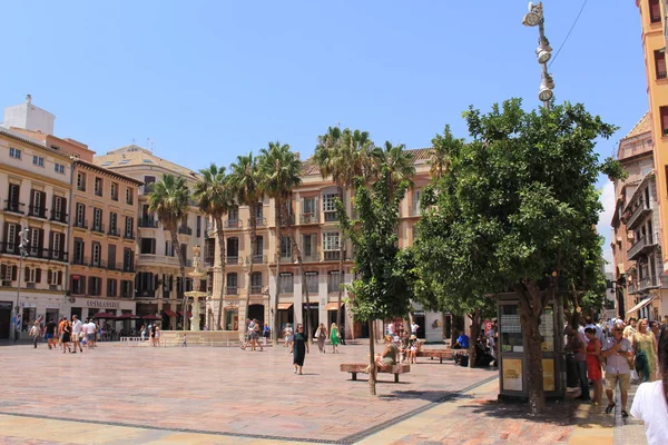 Malaga Andalusia Espanha Julho 2017 Vista Praça Principal Plaza Constitucion — Fotografia de Stock