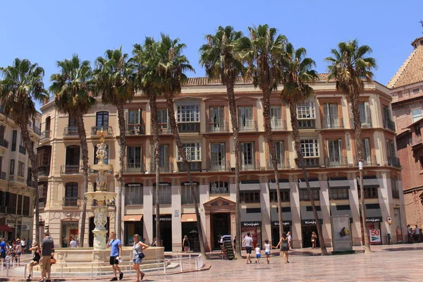 Malaga Andalusia Spain July 2017 View Main Square Plaza Constitucion — Stock Photo, Image