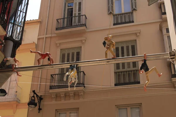 Malaga Andaluzja Hiszpania Sierpnia 2017 Śmieszne Rzeźby Akrobatyczne Rurze Przy — Zdjęcie stockowe