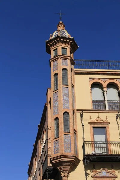 Medieval Bay Window Seville Andalusia Spain — 스톡 사진